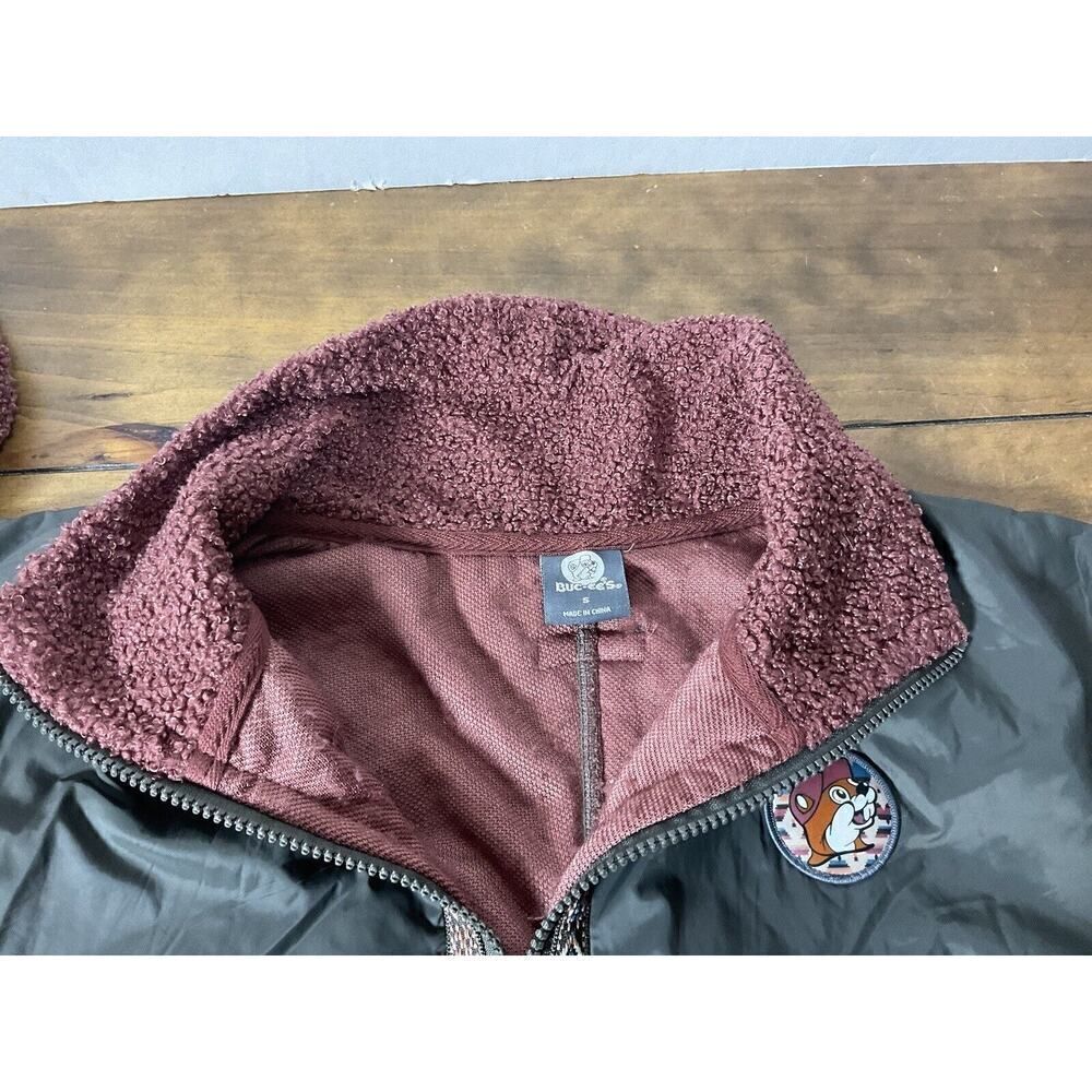Buc-ee's Womens SmallJacket Aztec Tribal Burgundy Berber Fleece Full Zip Pockets - Picture 9 of 15